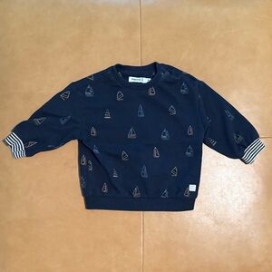 Mayoral Navy Blue Kids Sweatshirt with Sailboat Print